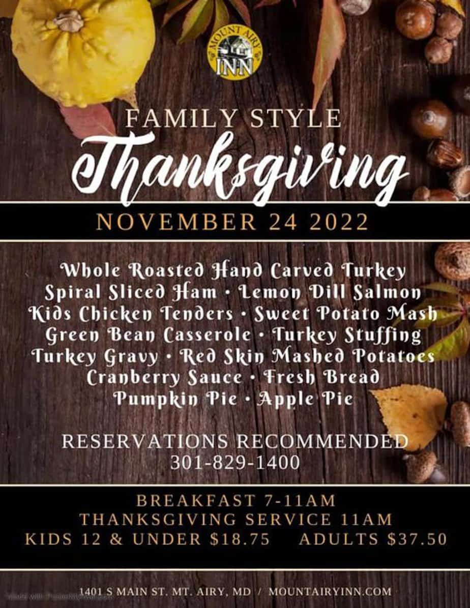 Thanksgiving Dinner in Frederick Md & Nearby (2022) Housewives of