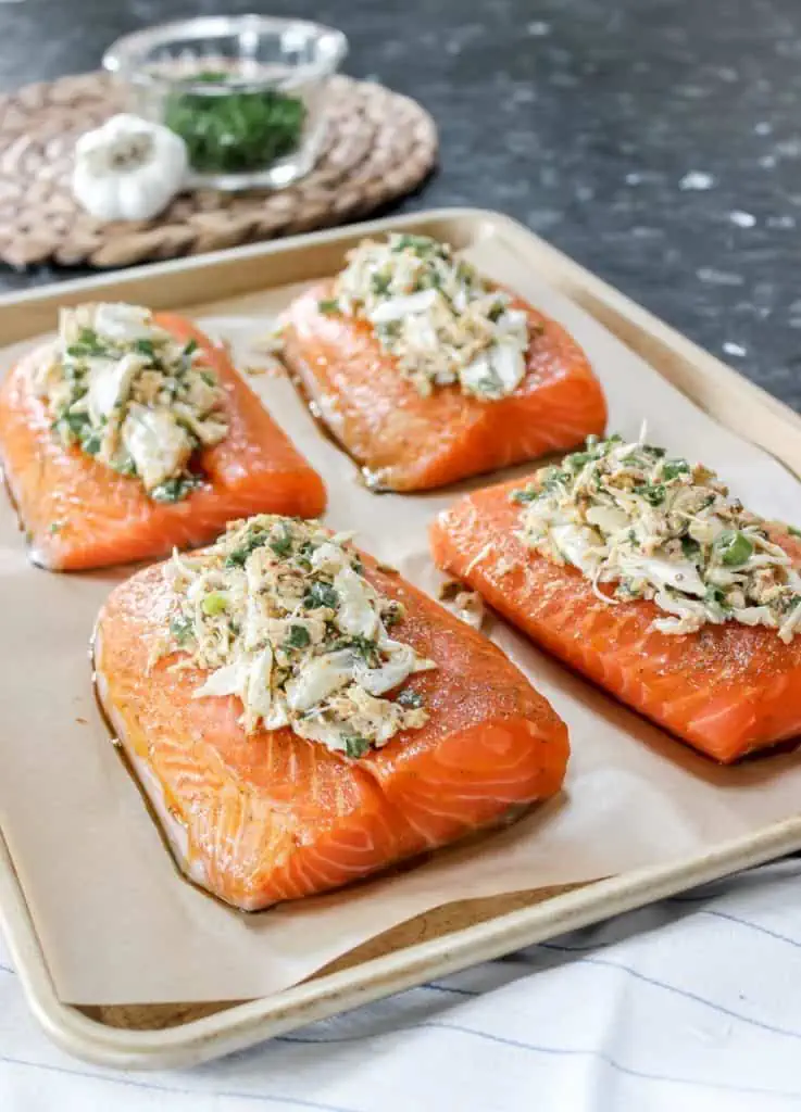 Crab Stuffed Salmon Recipe ready to put in the oven