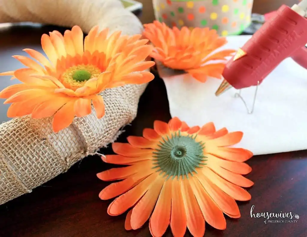 Hot glue faux flowers