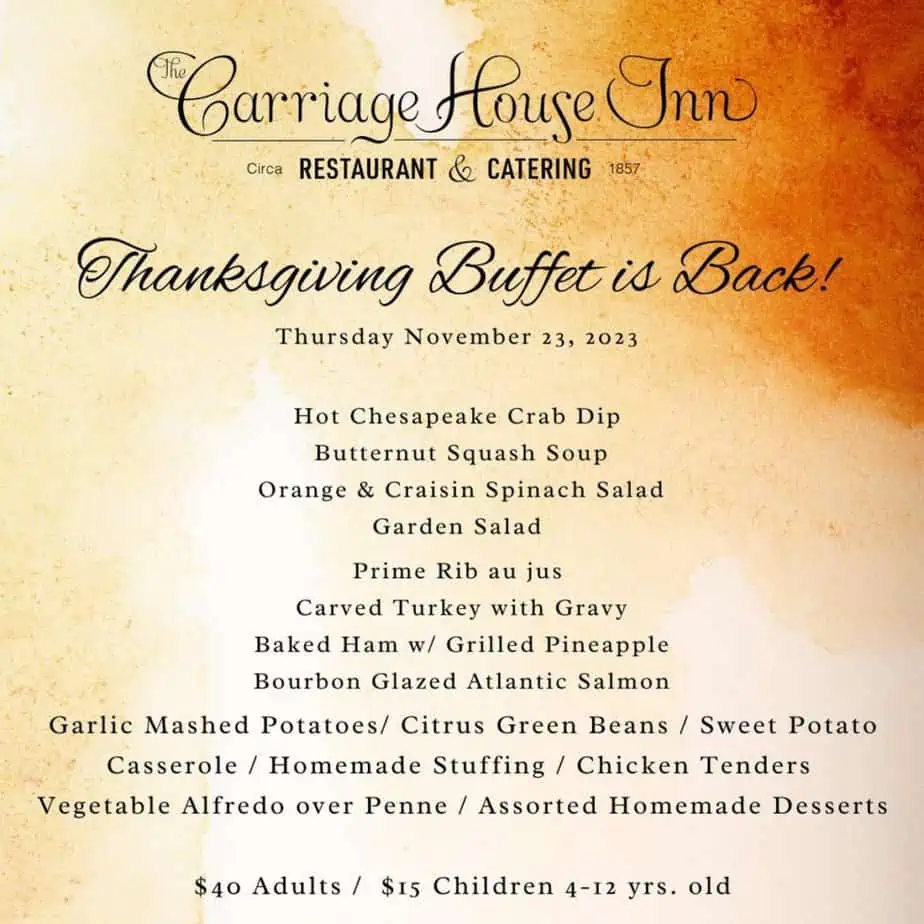 Carriage House Inn Menu