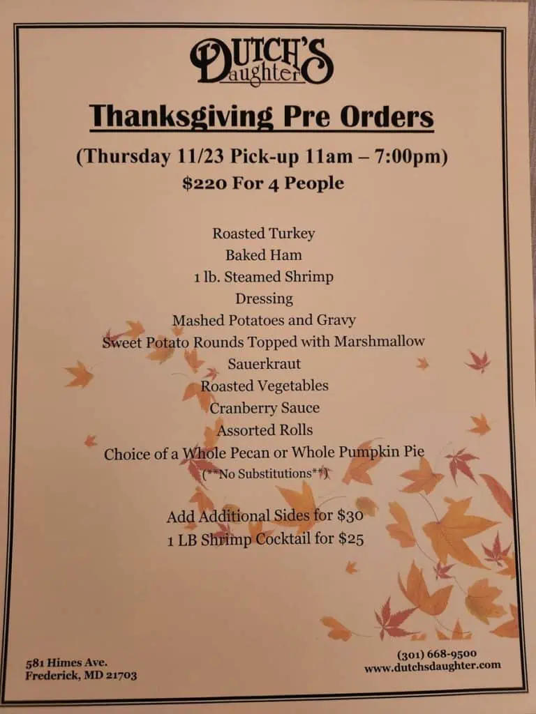 Thanksgiving Dinner in Frederick MD 