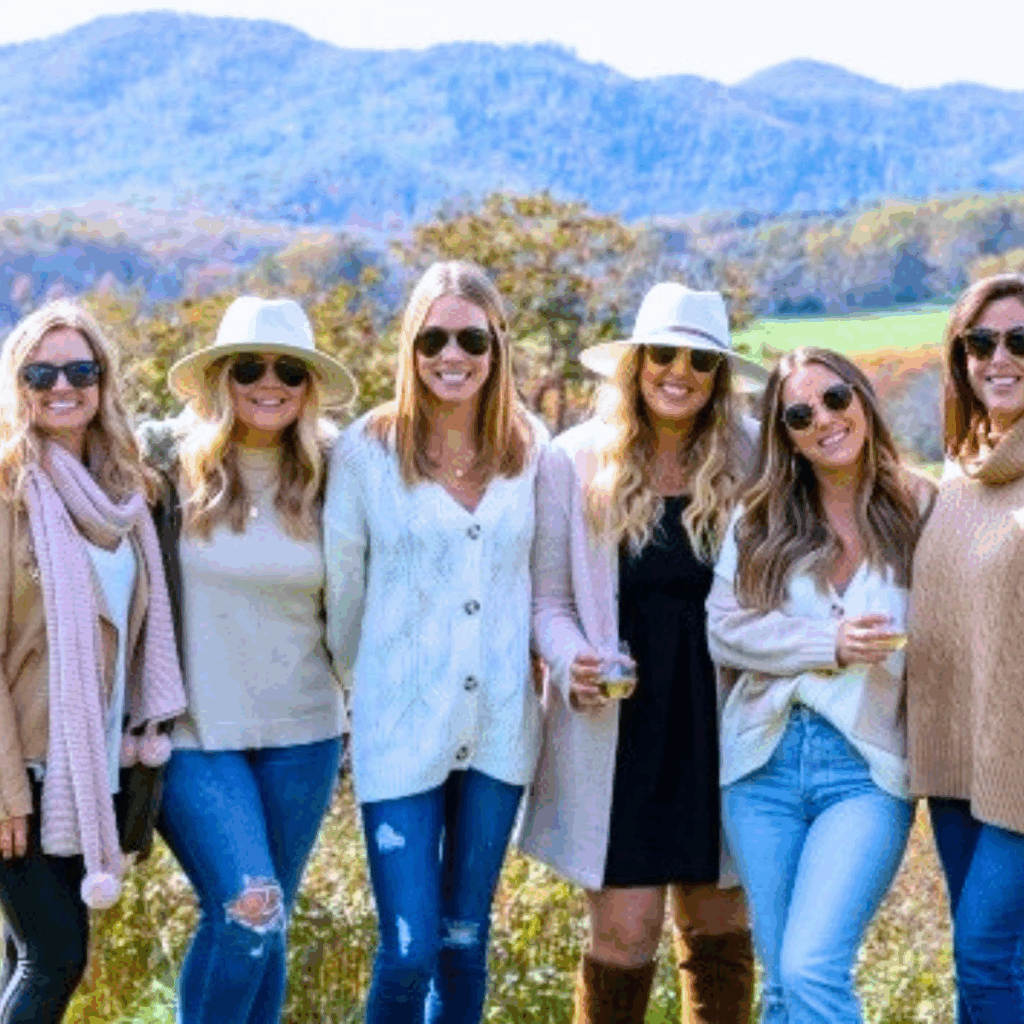 Friends group enjoying a winery in Charlottesville, VA