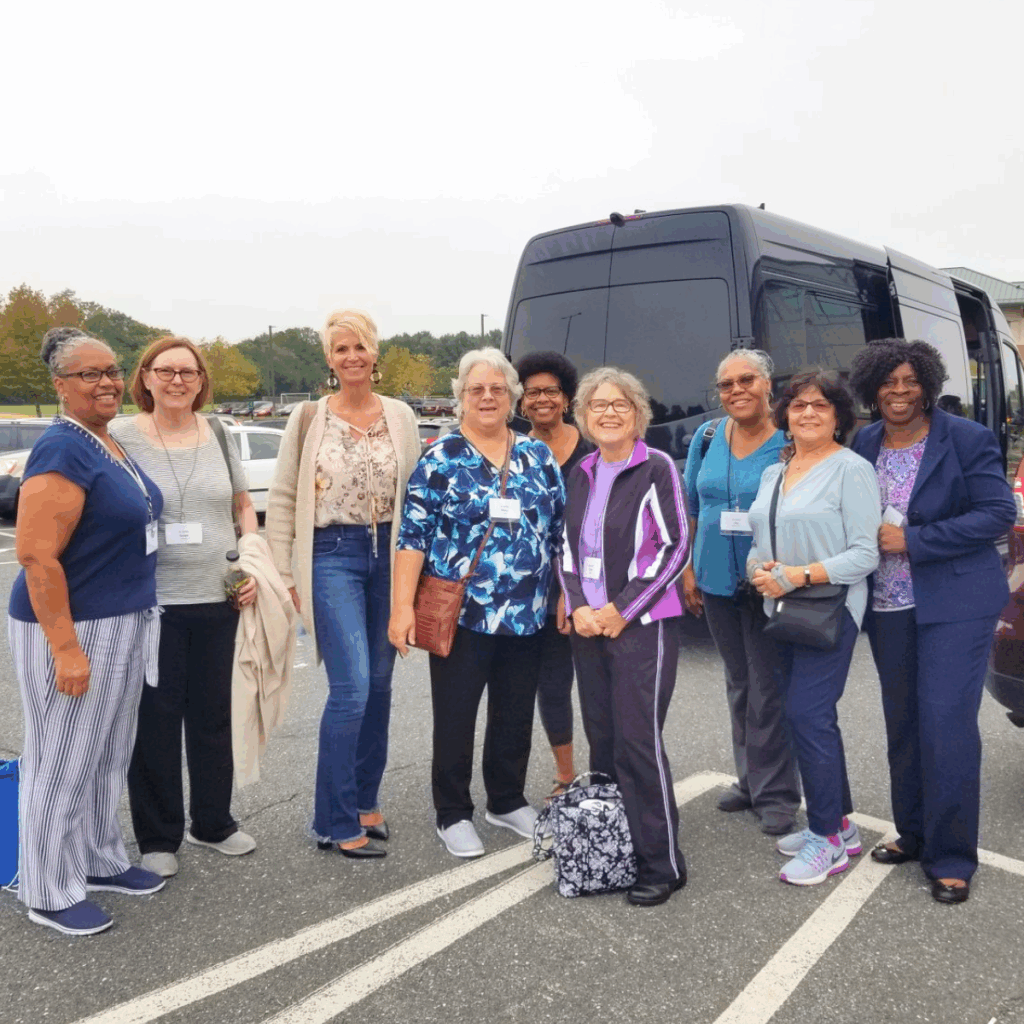 Aging parents and adult children preparing for a trip through Institute for Learning in Retirement
