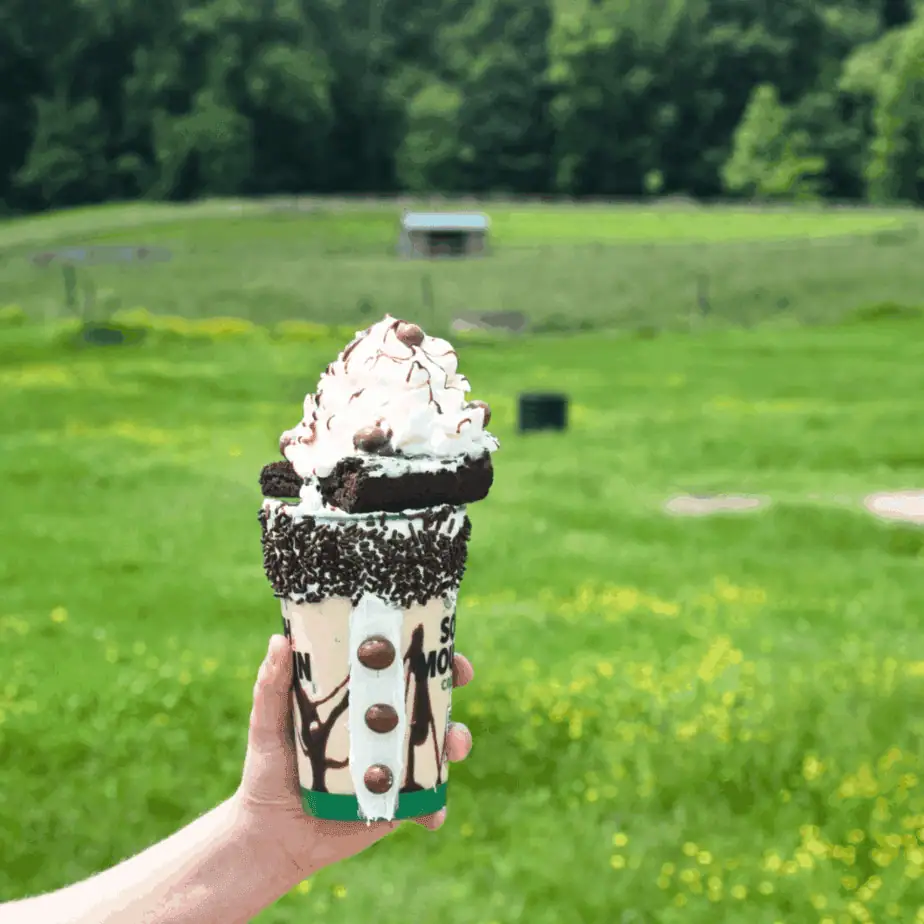 Grandparents and grandkids enjoy eating ice cream together at South Mountain Creamery