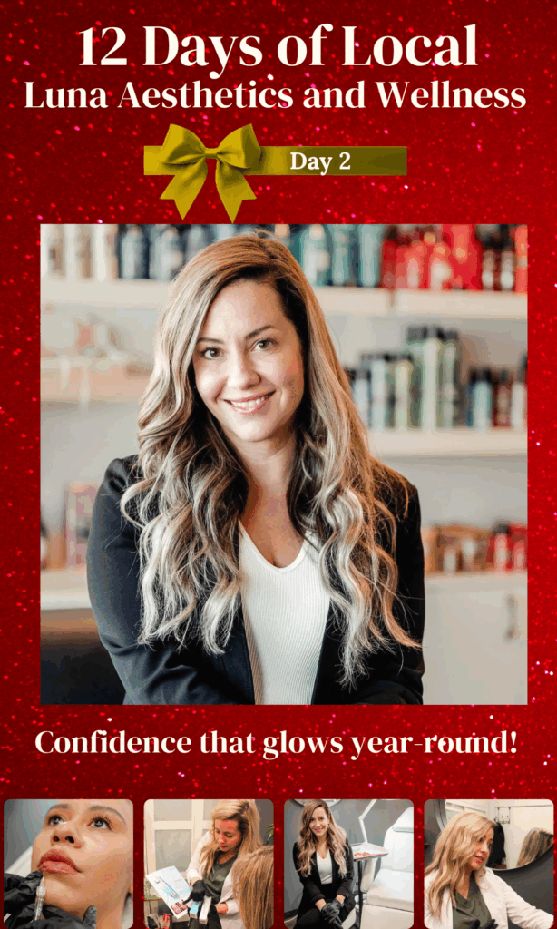 Local holiday shopping near Frederick, Maryland featuring Luna Aesthetics and Wellness skincare, wellness services, botox and fillers