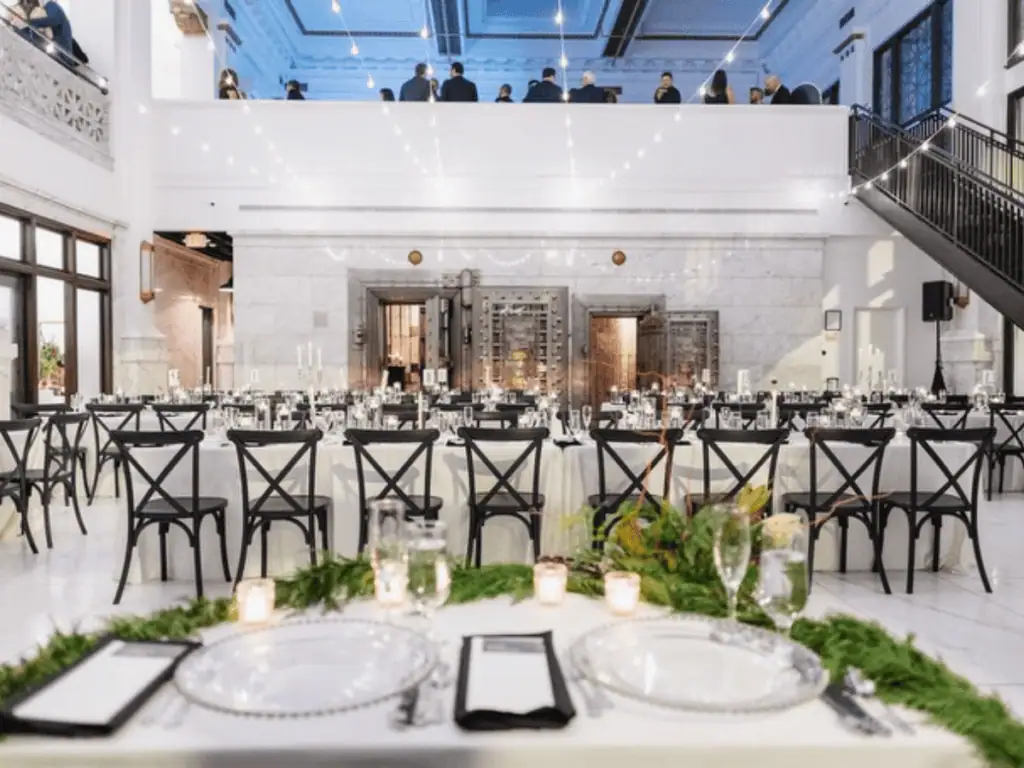 Main floor of Citizens Ballroom in Downtown Frederick during a wedding reception