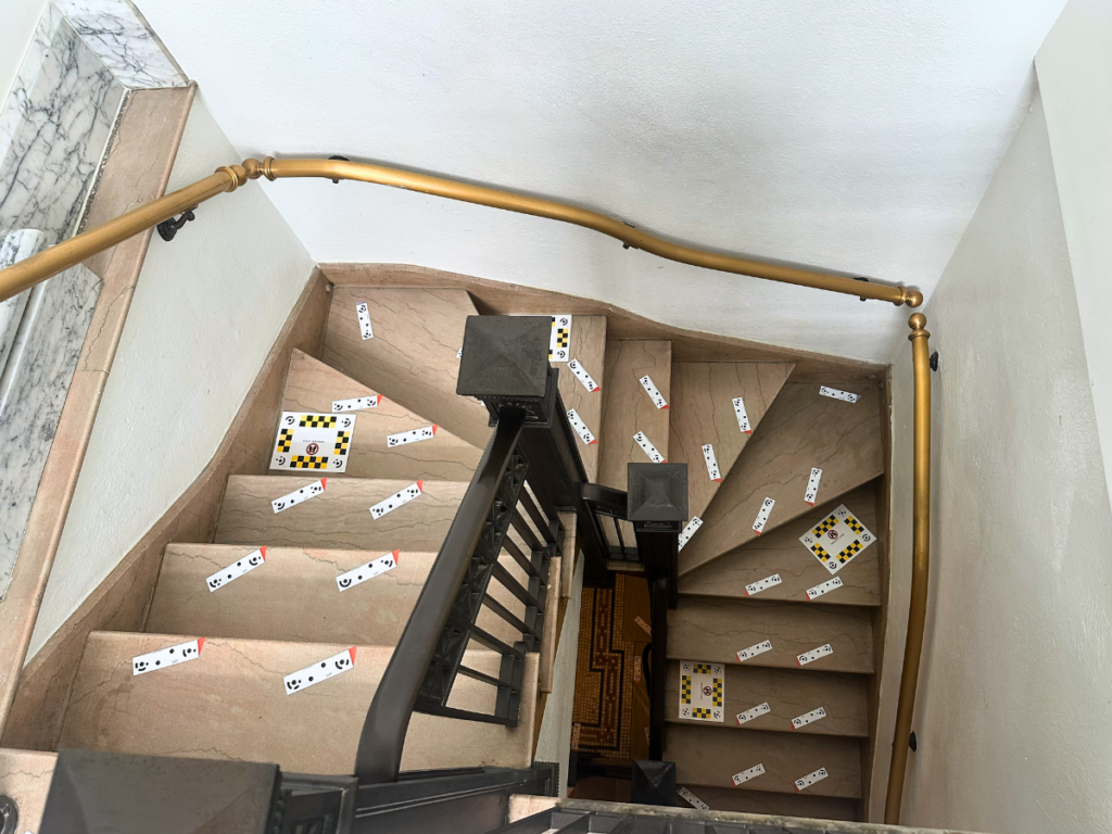 Historic Downtown Frederick venue marble staircase with custom stairlift installation by Next Day Access Central Maryland