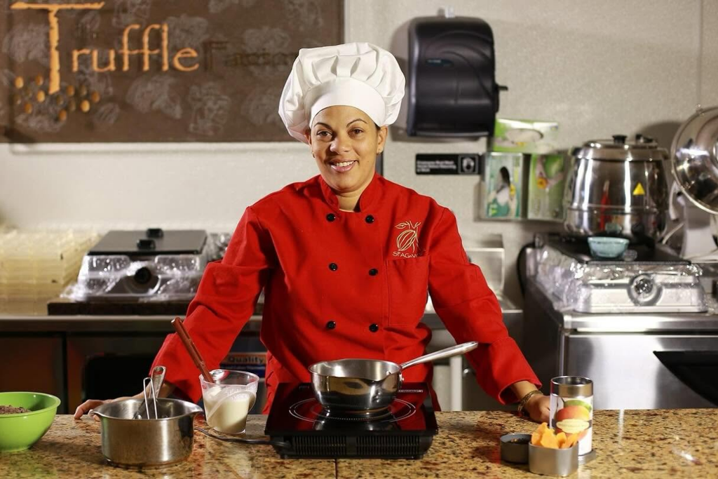 Chocolate truffle making class at SPAGnVOLA Chocolatier in Gaithersburg Maryland