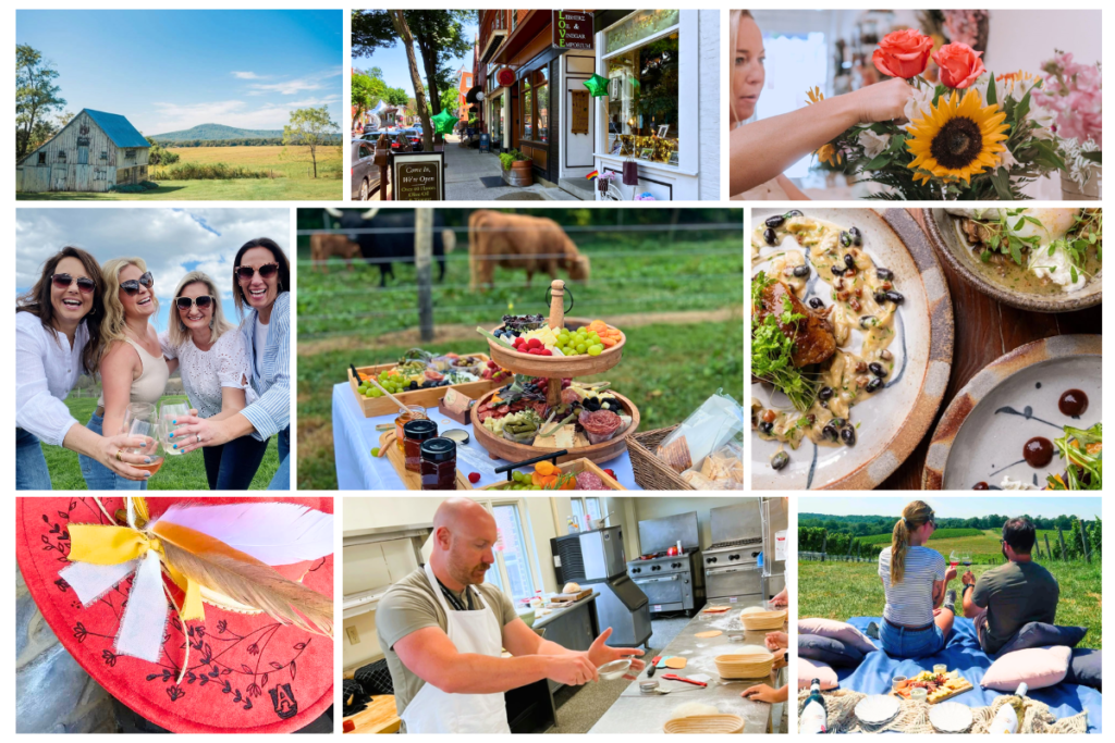 Collage of the best Frederick-area experiences to book before they sell out, including winery events, girls' nights, workshops, foodie experiences, and unique things to do near Frederick, Maryland.