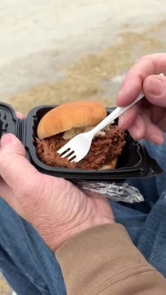 Hemp’s Meats pit beef sandwich being eaten at The Great Frederick Fair