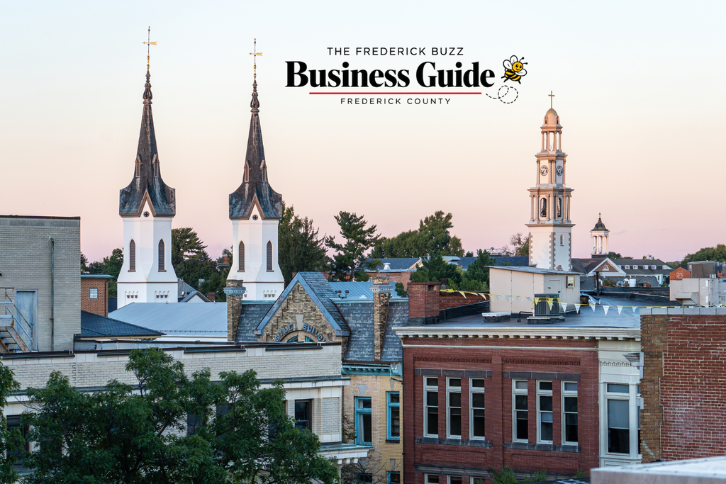 The Frederick Buzz Business Guide featuring the historic church spires of downtown Frederick, Maryland
